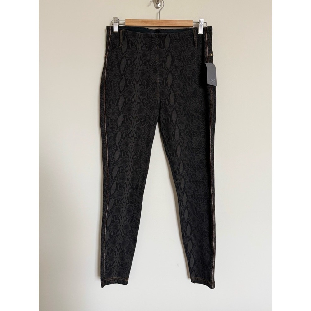 Lysse NY Snake Print Knit Denim Pants Size L NWT Smoothing Waist Stretch Pull-On - Picture 2 of 12